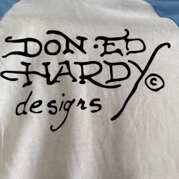 Ed Hardy Blue and White Short Sleeve Tee - Picture 5 of 5